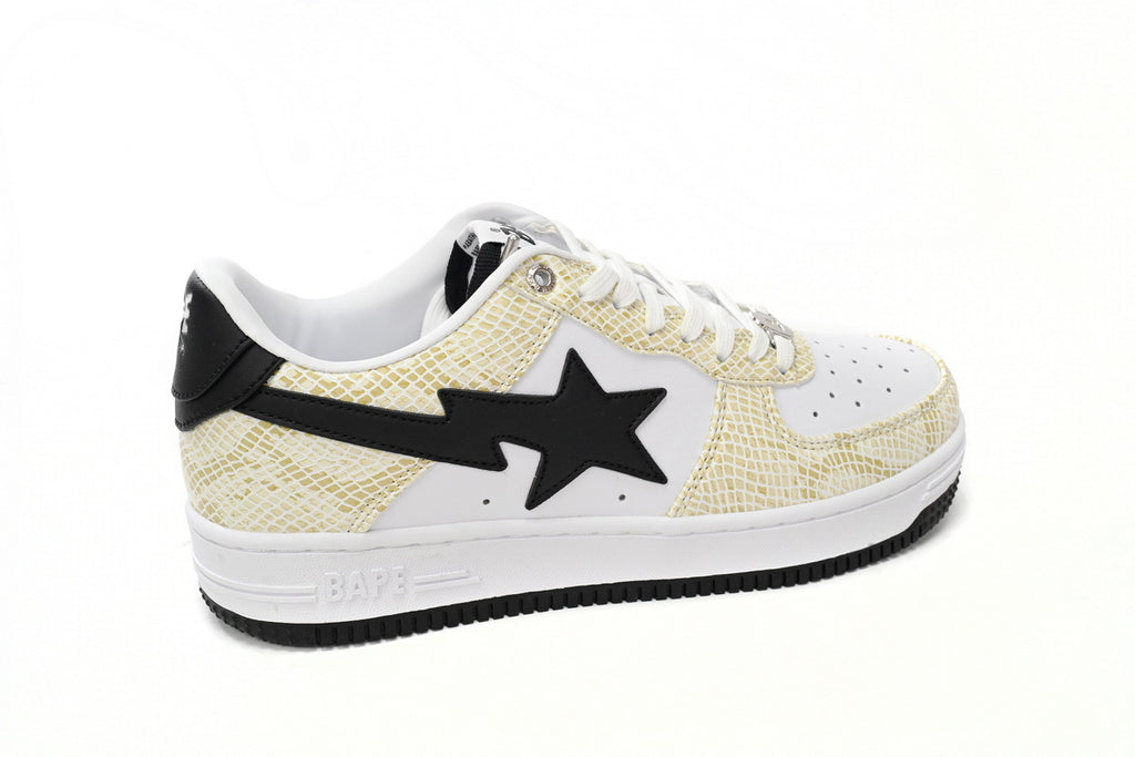 A BATHING APE BAPE STA Low White Snake Skin Pattern Sneakers