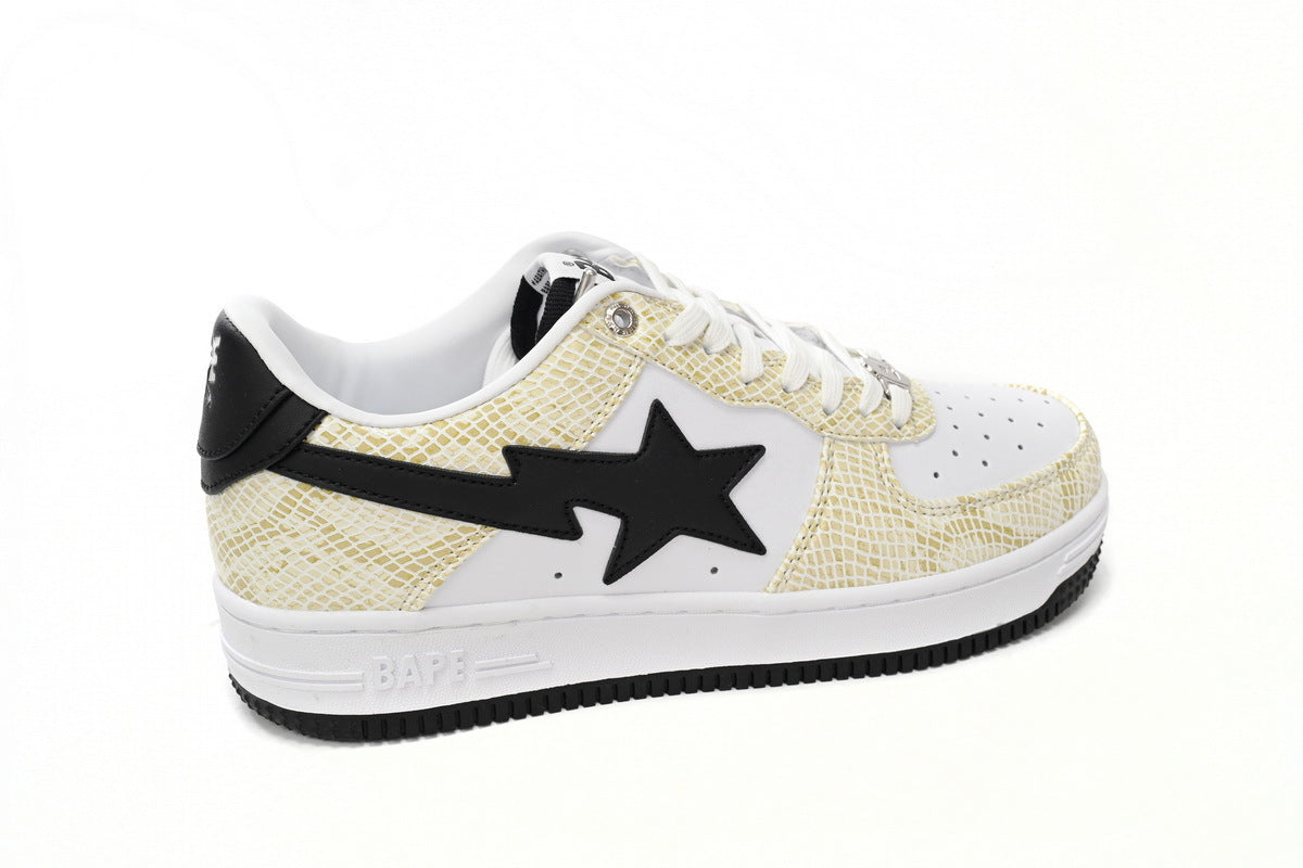 A BATHING APE BAPE STA Low White Snake Skin Pattern Sneakers