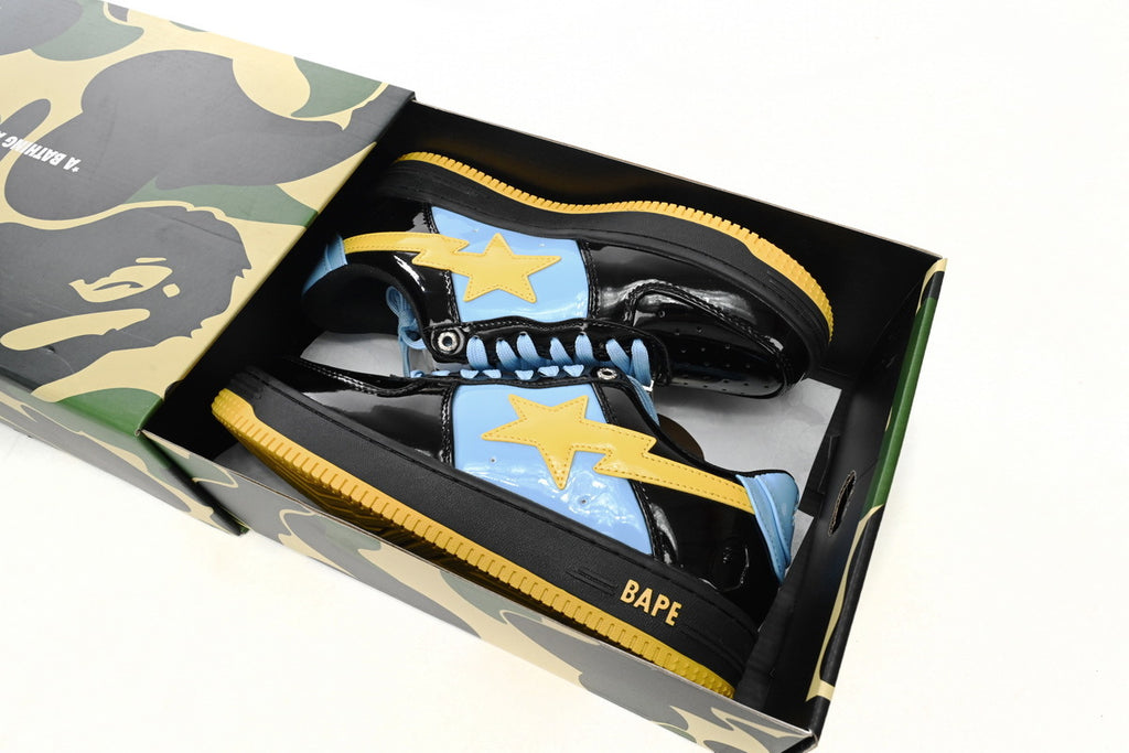 A BATHING APE BAPE STA Low Black Blue Yellow
