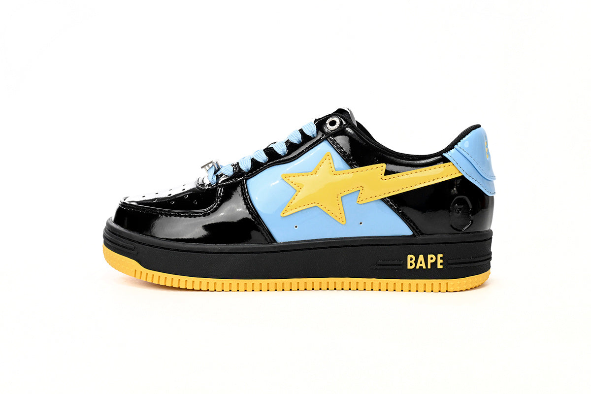 A BATHING APE BAPE STA Low Black Blue and Yellow Sneakers