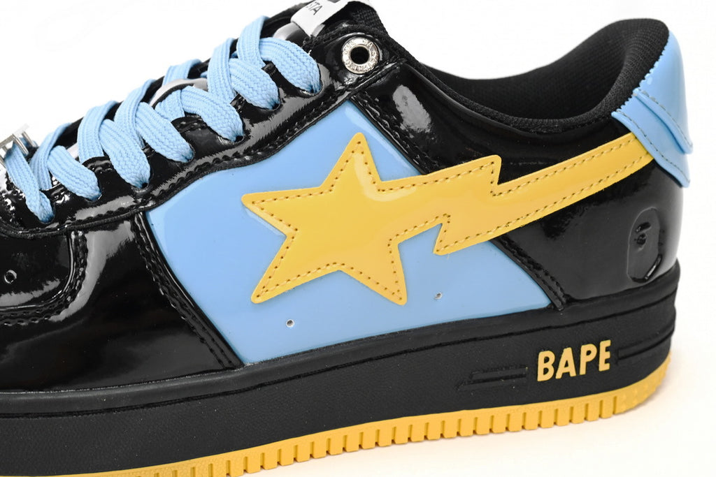 A BATHING APE BAPE STA Low Black Blue and Yellow Sneakers