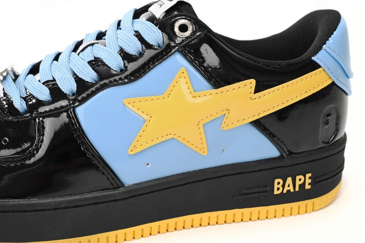 A BATHING APE BAPE STA Low Black Blue and Yellow Sneakers