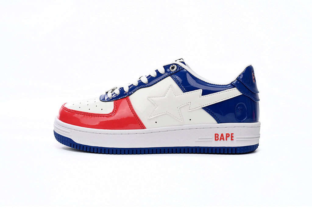 A BATHING APE BAPE STA Low White, Red & Blue Men's Sneakers