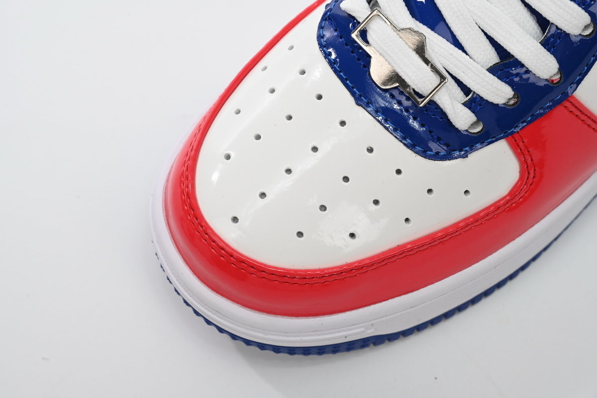 A BATHING APE BAPE STA Low White, Red & Blue Men's Sneakers