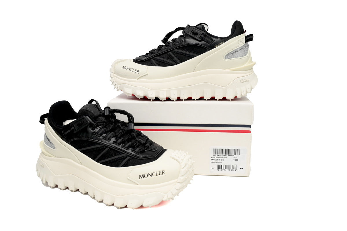 Moncler Trailgrip Leather Black White Sneakers
