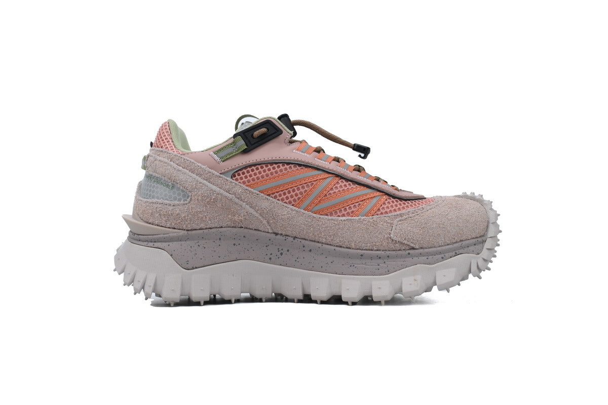 Moncler Trailgrip Light Gray Pink Suede Mesh Sneakers