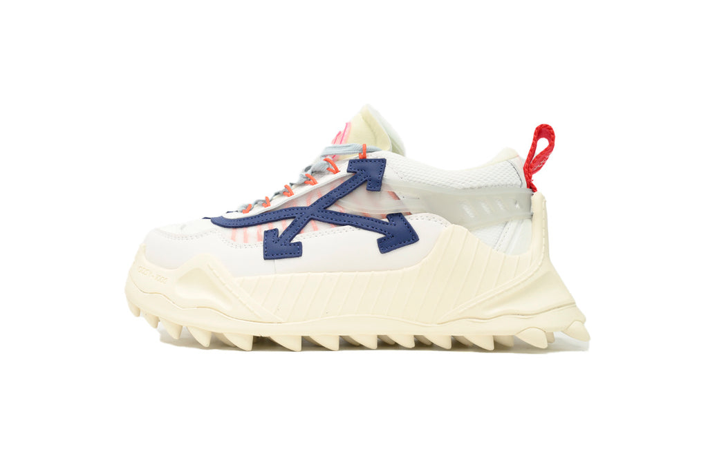 Off-White White Navy Mixed-Material Low-Top Sneakers