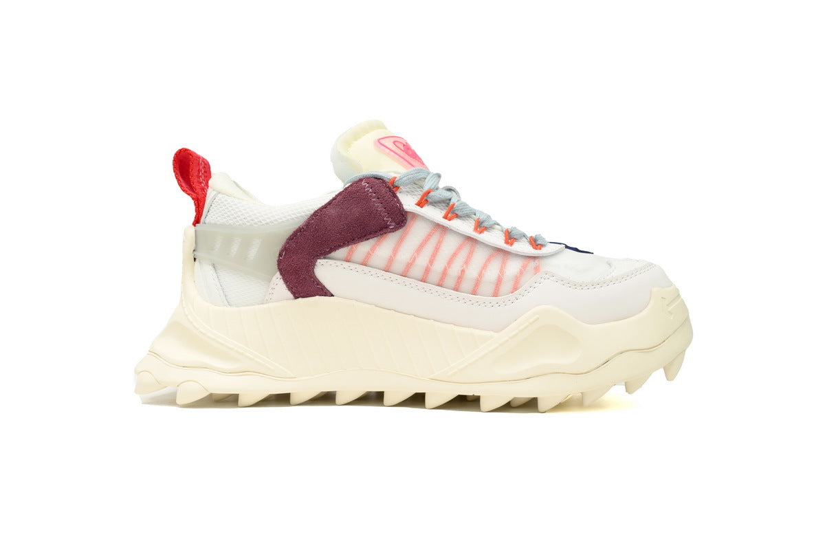 Off-White White Navy Mixed-Material Low-Top Sneakers