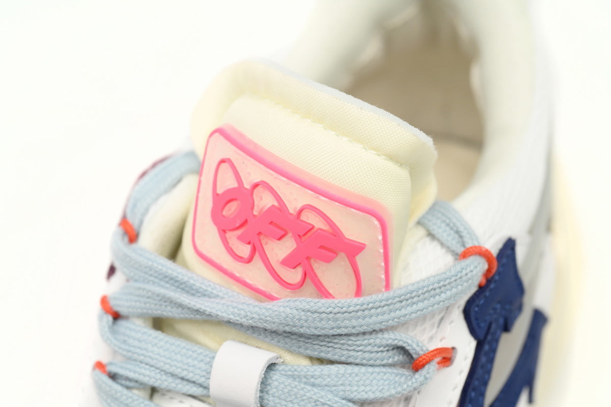 Off-White White Navy Mixed-Material Low-Top Sneakers