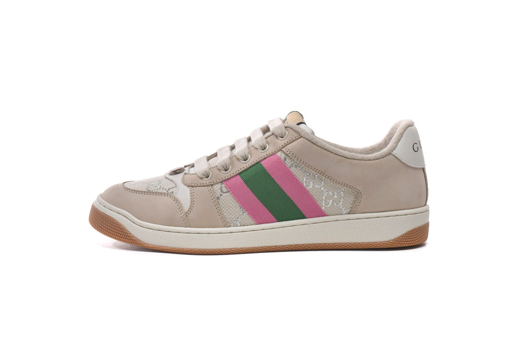 Gucci Screener White Gold Silver Sneakers