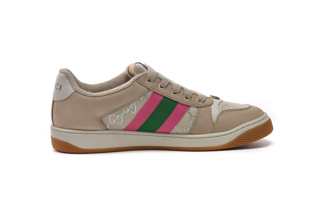 Gucci Screener White Gold Silver Sneakers