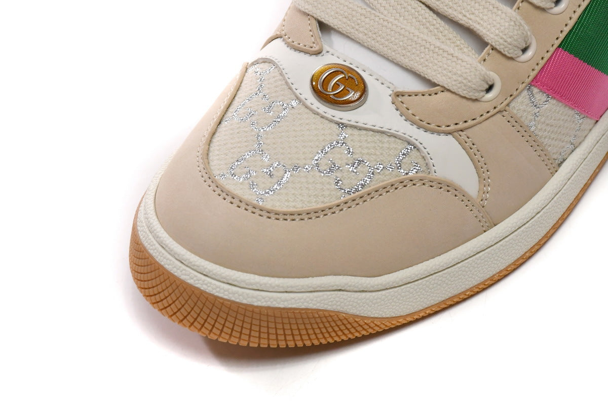Gucci Screener White Gold Silver Sneakers