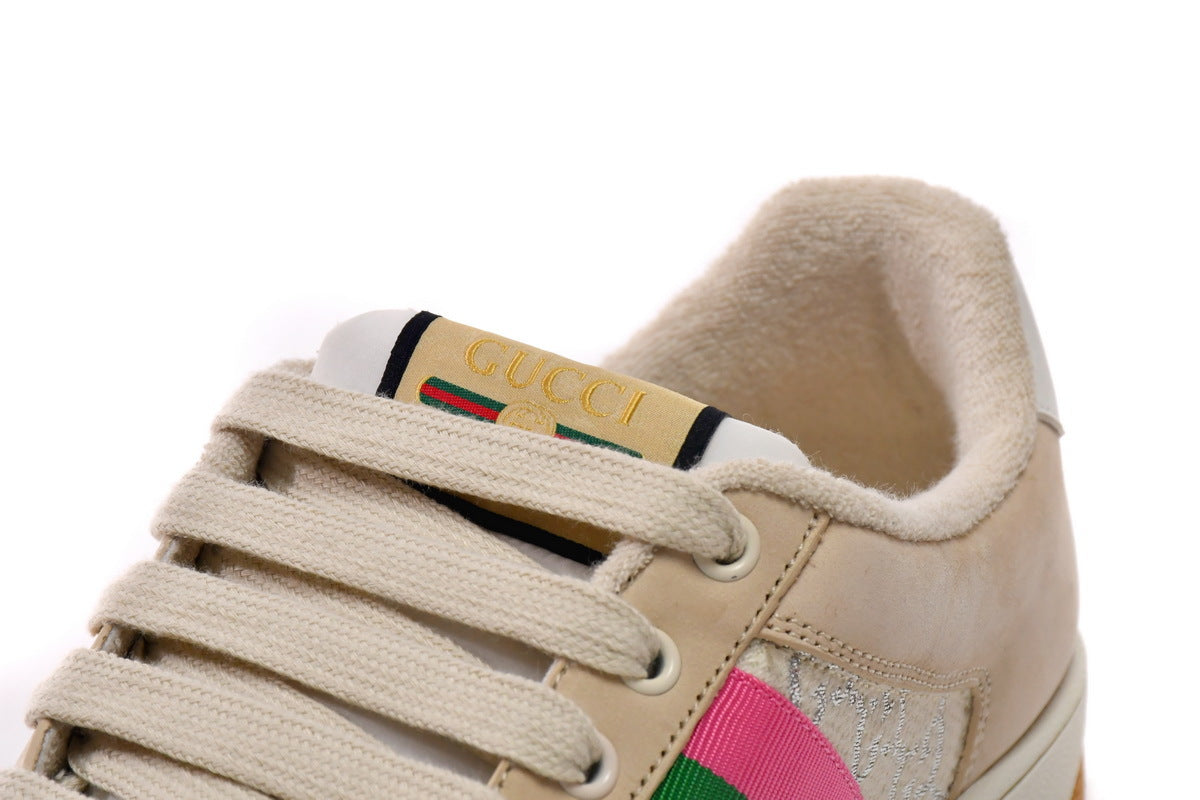 Gucci Screener White Gold Silver Sneakers