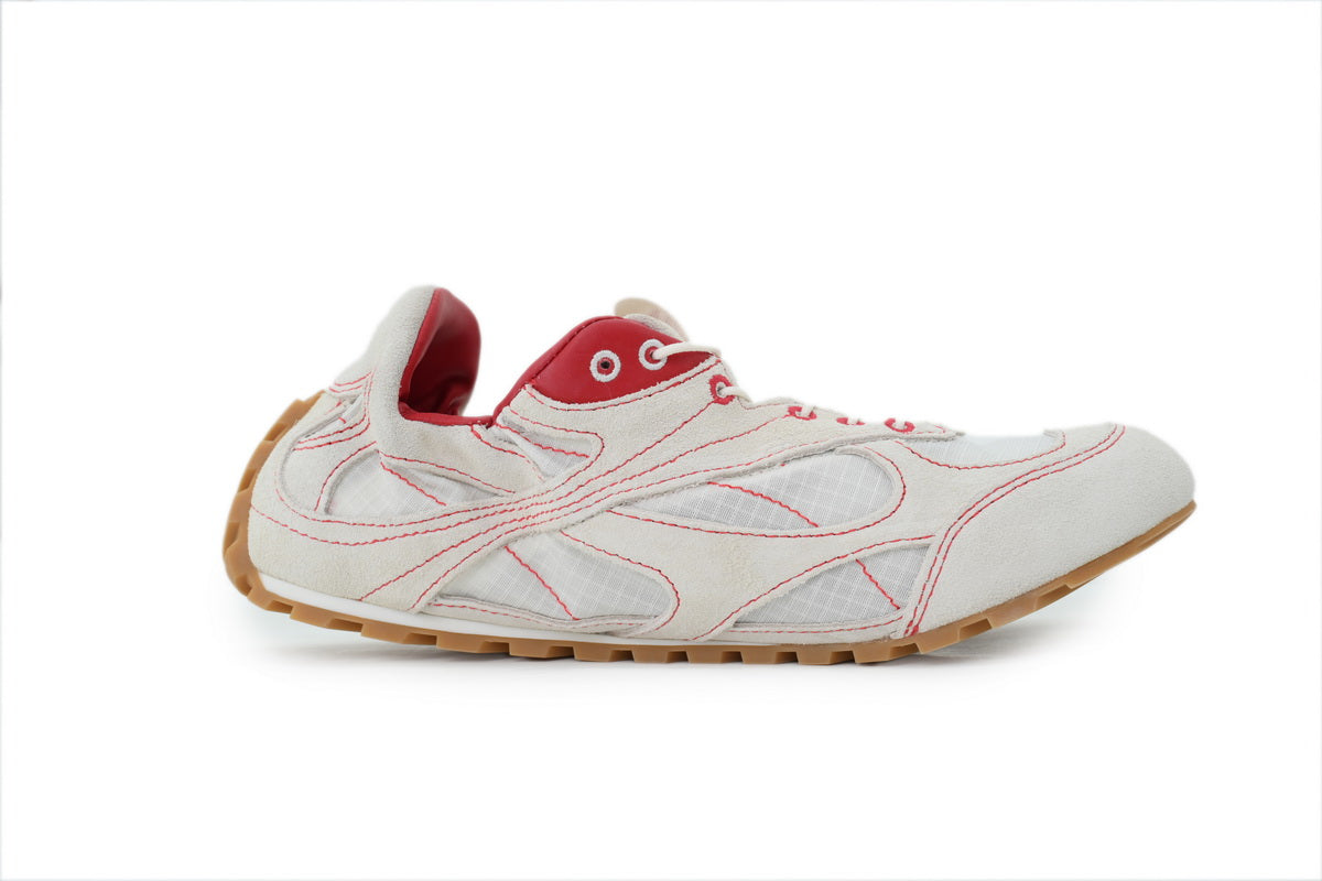 Bottega Veneta Orbit Flash Sneakers – Alabaster/Cardinal