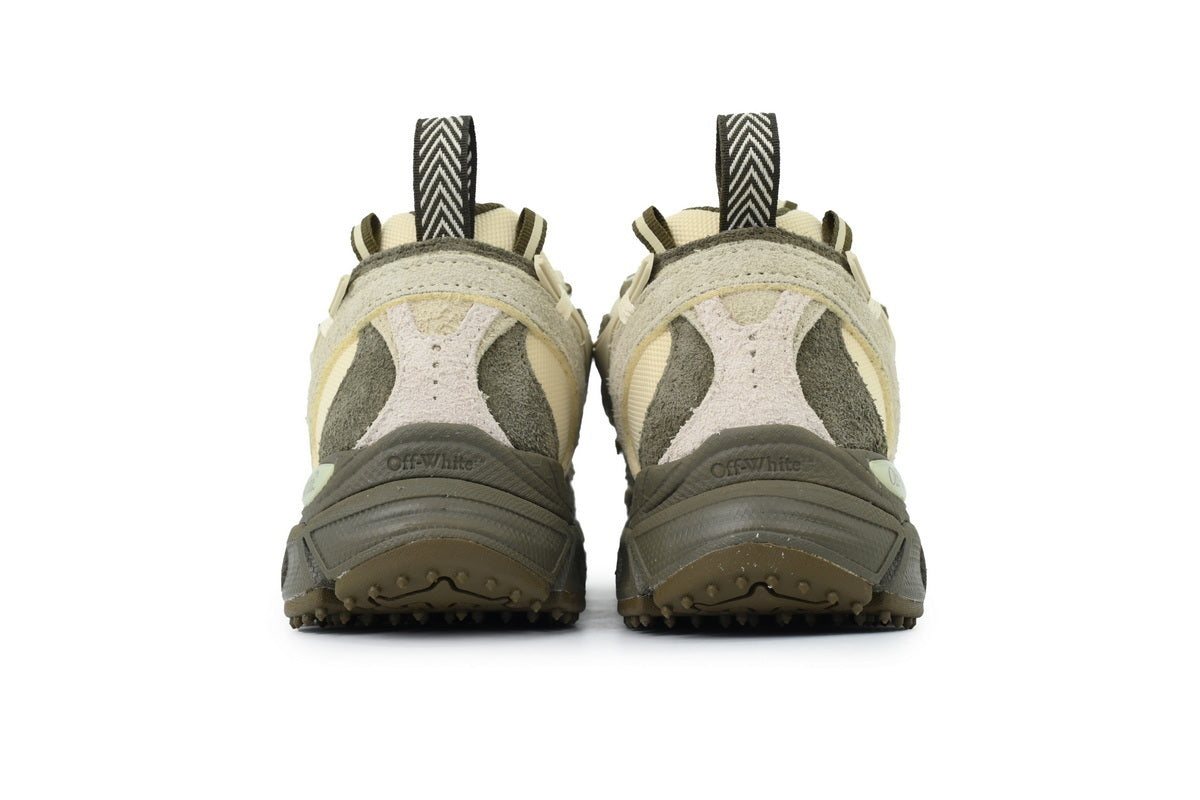 Off-White Be Right Back Forest Green Beige Suede Sneakers