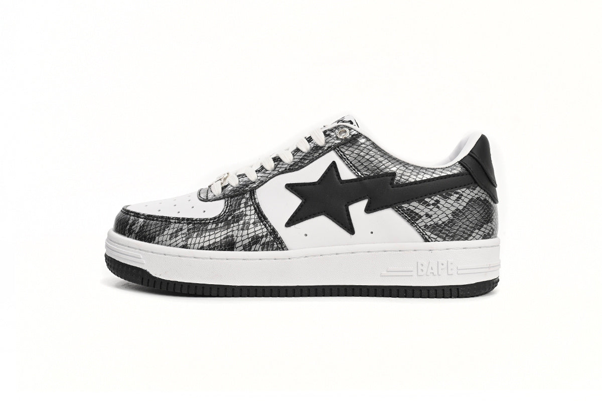 A BATHING APE BAPE STA Low Black Black Snake Skin Sneakers