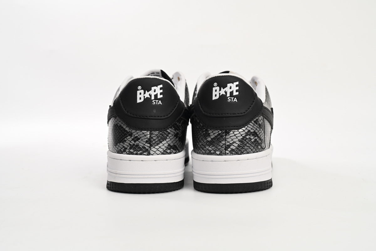 A BATHING APE BAPE STA Low Black Black Snake Skin Sneakers