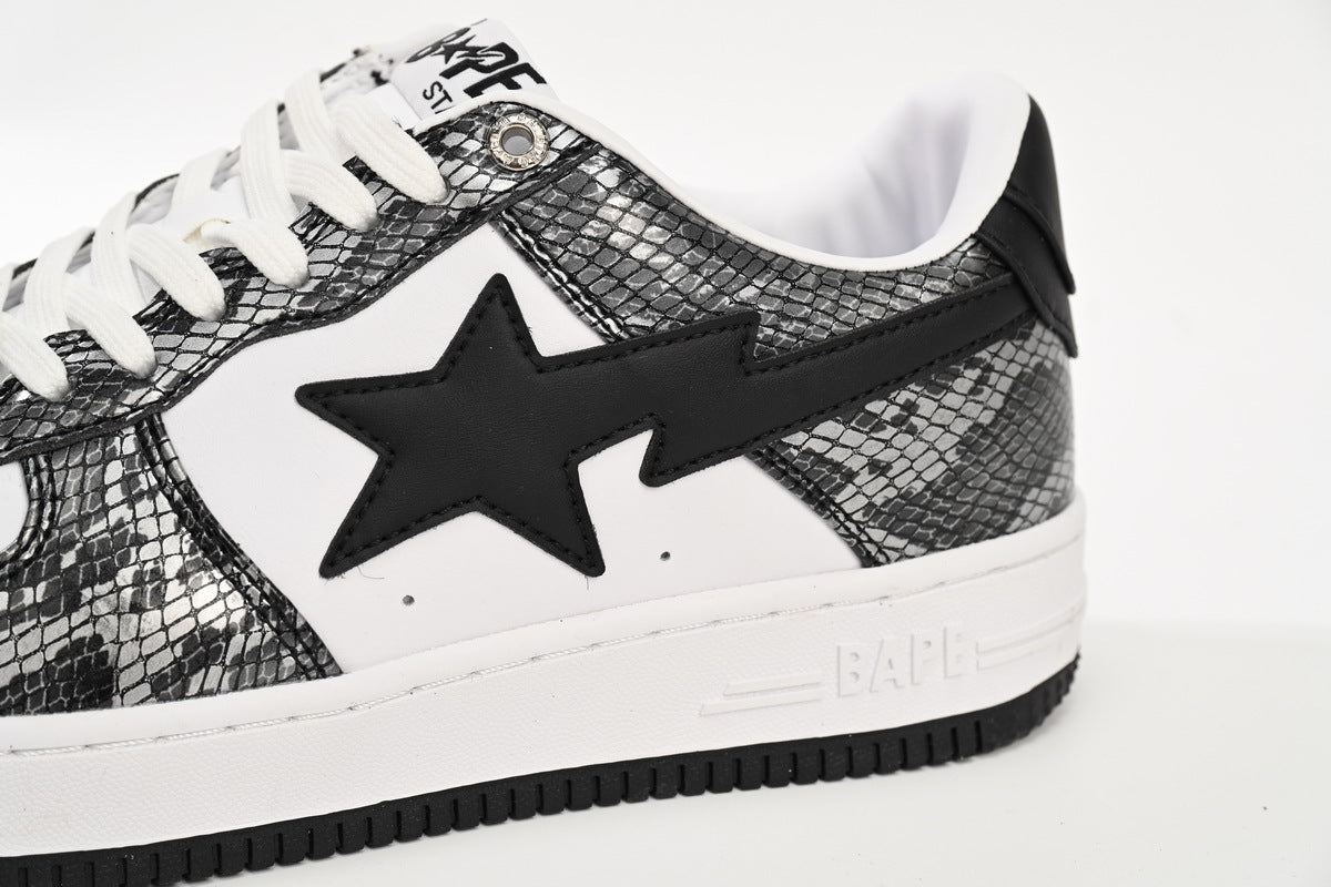 A BATHING APE BAPE STA Low Black Black Snake Skin Sneakers