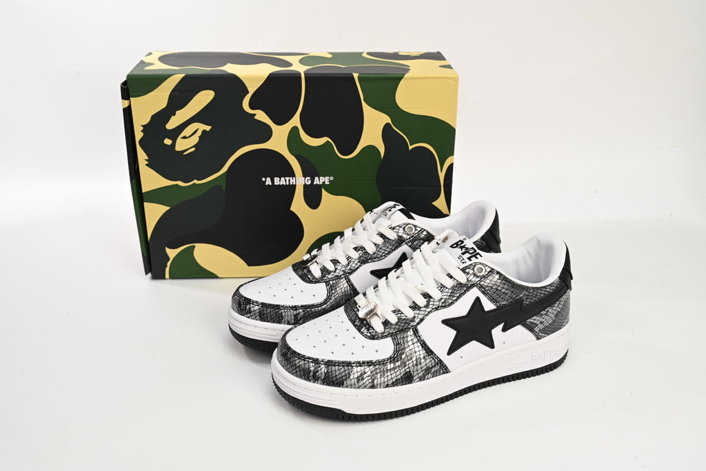 A BATHING APE BAPE STA Low Black Black Snake Skin Sneakers