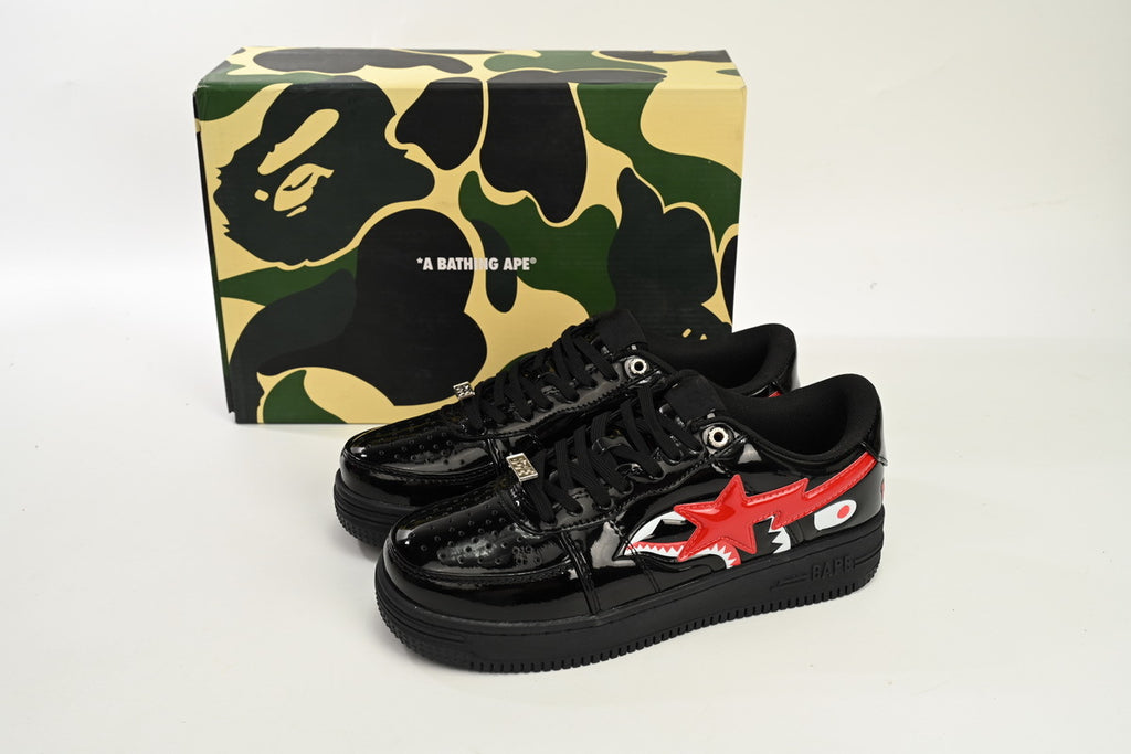 A BATHING APE BAPE STA Low Black Blue Black Shark Sneakers