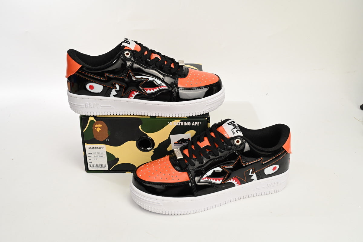 A BATHING APE BAPE STA Low Black Blue Black Orange Shark