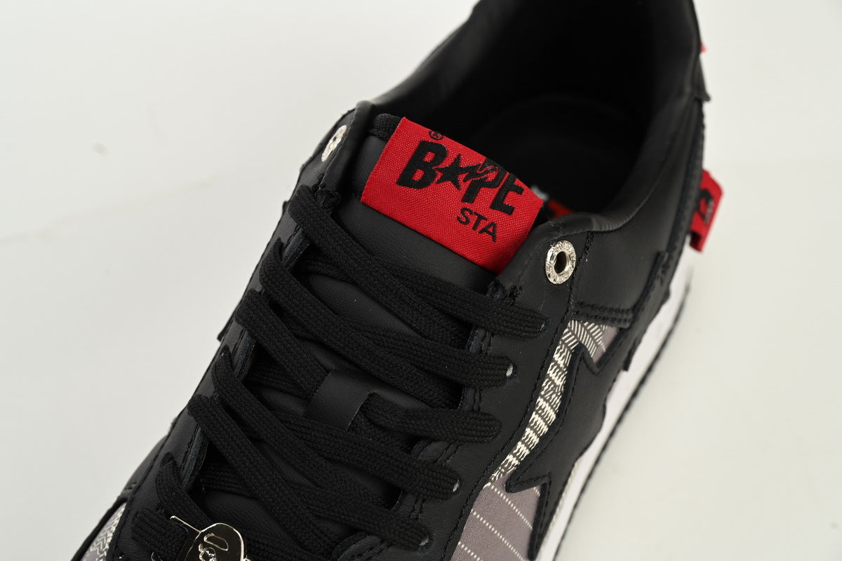 A BATHING APE BAPE STA Low Black and Red Co-Branding Sneakers