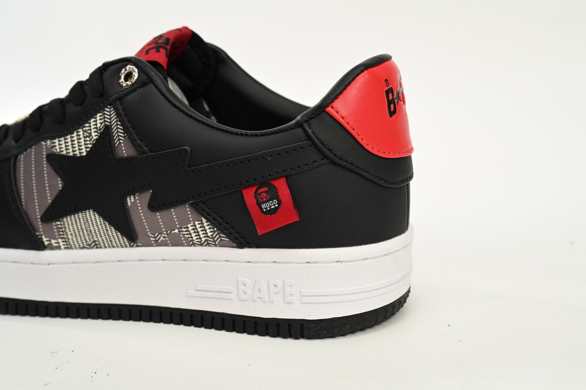 A BATHING APE BAPE STA Low Black and Red Co-Branding Sneakers