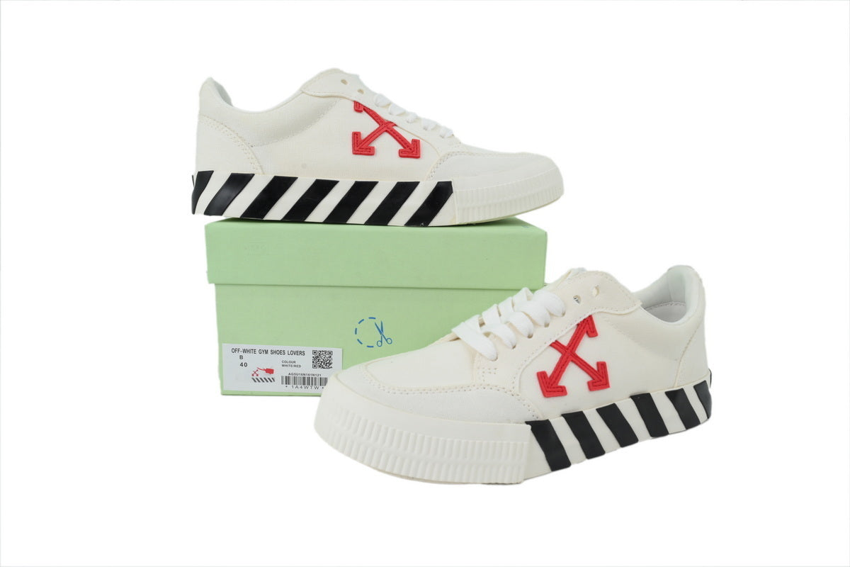 Off-White Vulc Low White Red Canvas Sneakers
