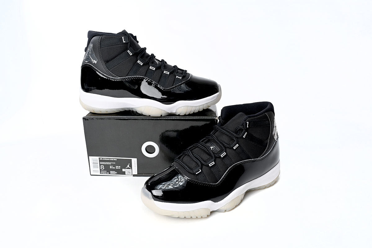 Air Jordan 11 Retro '25th Anniversary' Black Silver Eyelets
