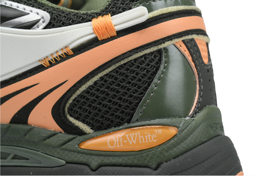 Off-White Be Right Back Military Green Peach Mesh Sneakers