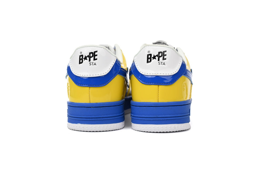 A BATHING APE BAPE STA Low White, Royal Blue & Yellow Men's Sneakers
