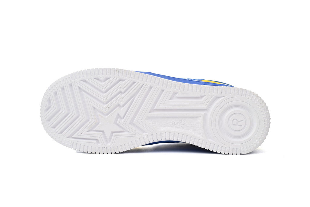 A BATHING APE BAPE STA Low White, Royal Blue & Yellow Men's Sneakers