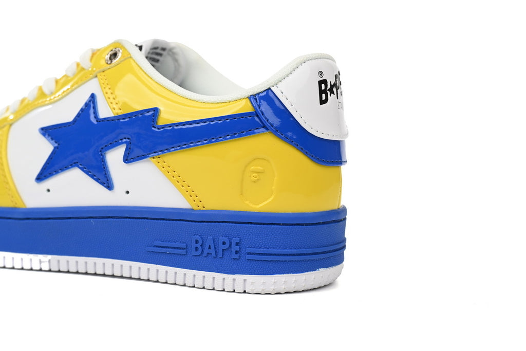 A BATHING APE BAPE STA Low White, Royal Blue & Yellow Men's Sneakers