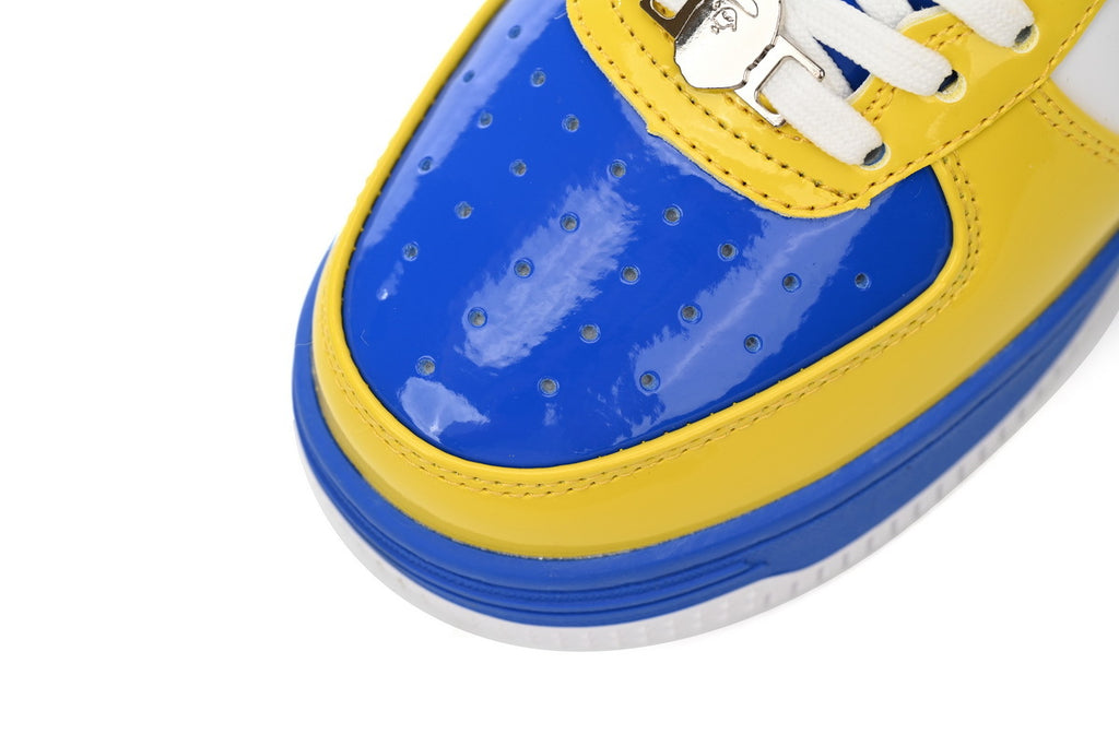 A BATHING APE BAPE STA Low White, Royal Blue & Yellow Men's Sneakers
