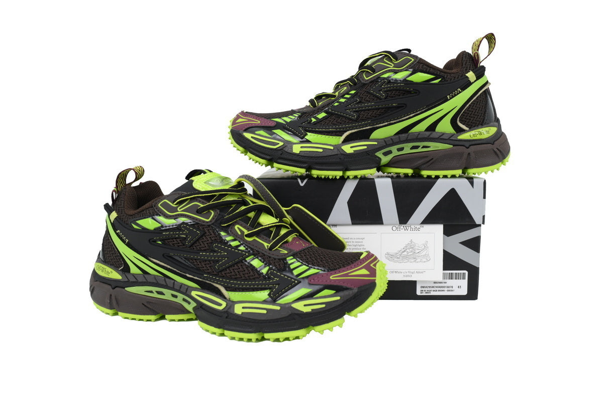 Off-White Be Right Back Chocolate Brown Green Sneakers