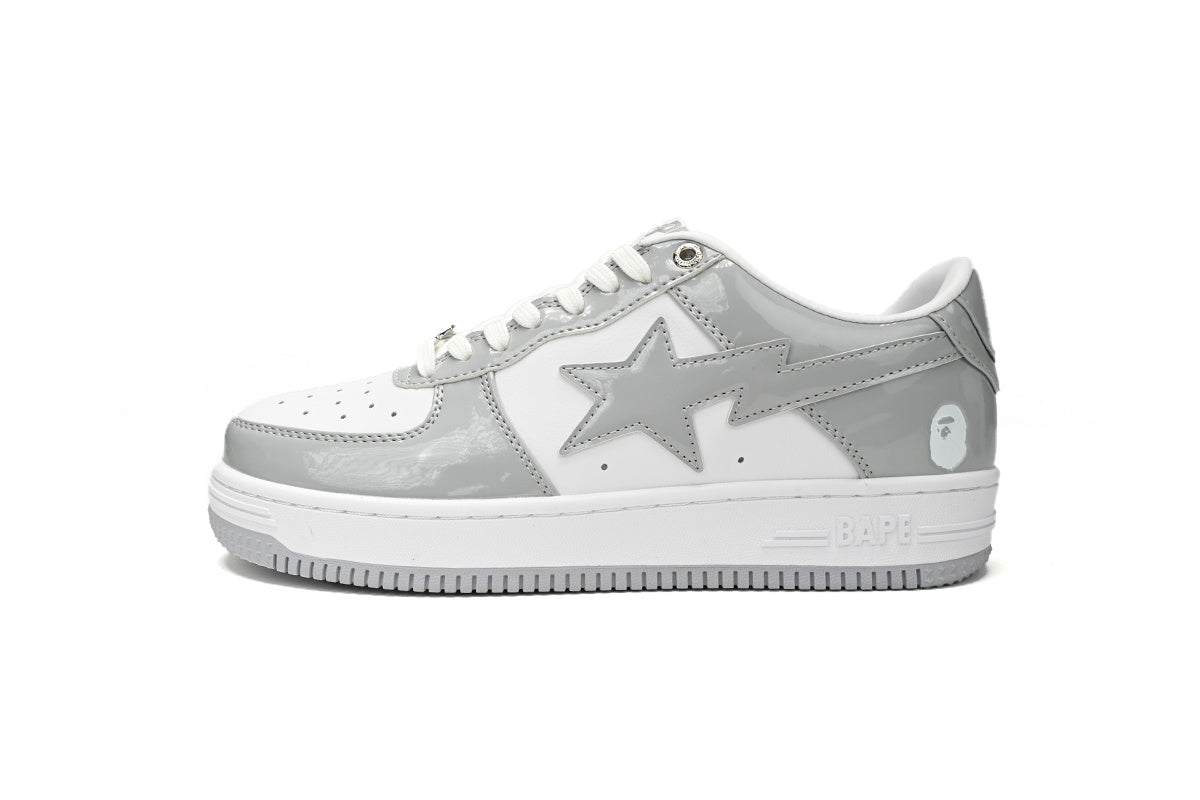 A BATHING APE BAPE STA Low White Grey Rao Noodles Sneakers