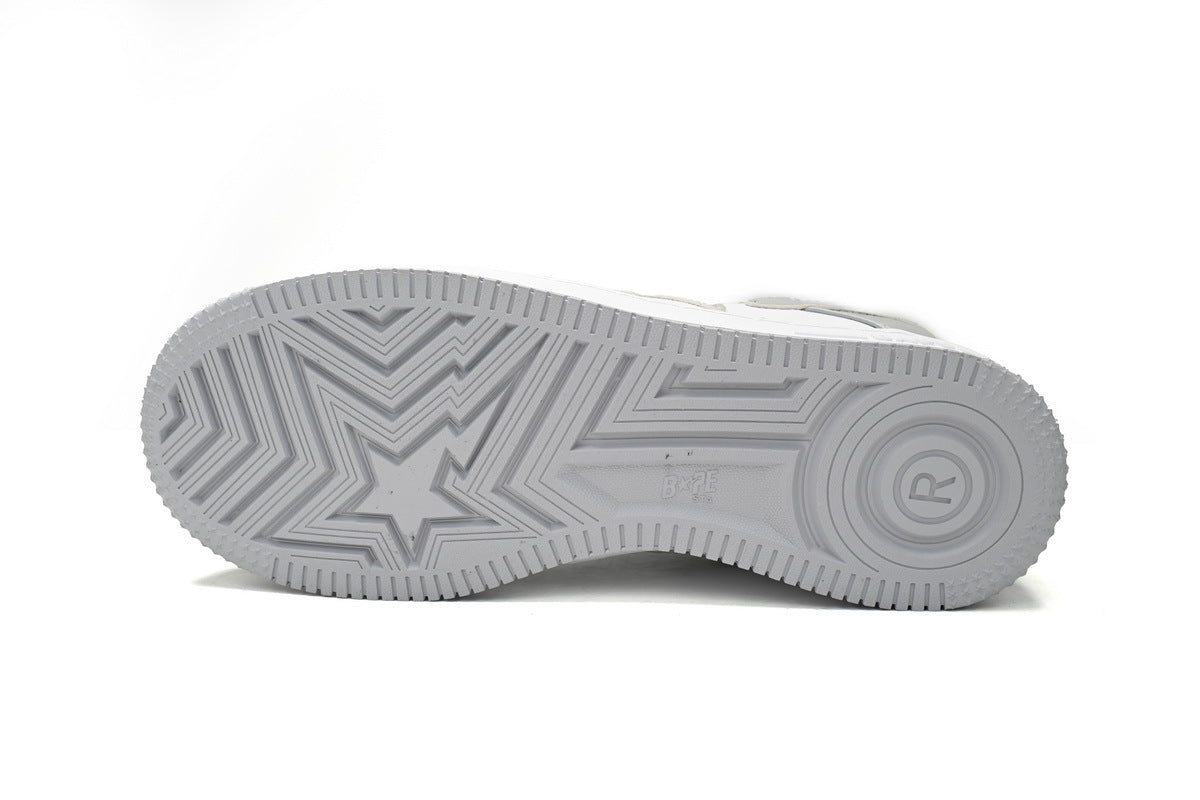 A BATHING APE BAPE STA Low White Grey Rao Noodles Sneakers