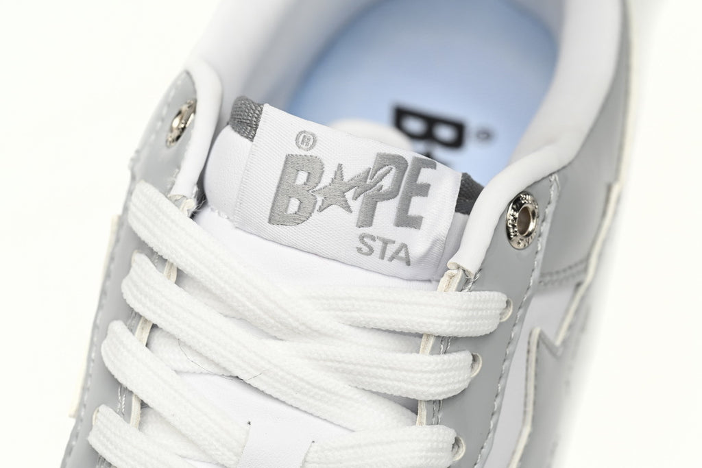 A BATHING APE BAPE STA Low White Grey Rao Noodles Sneakers