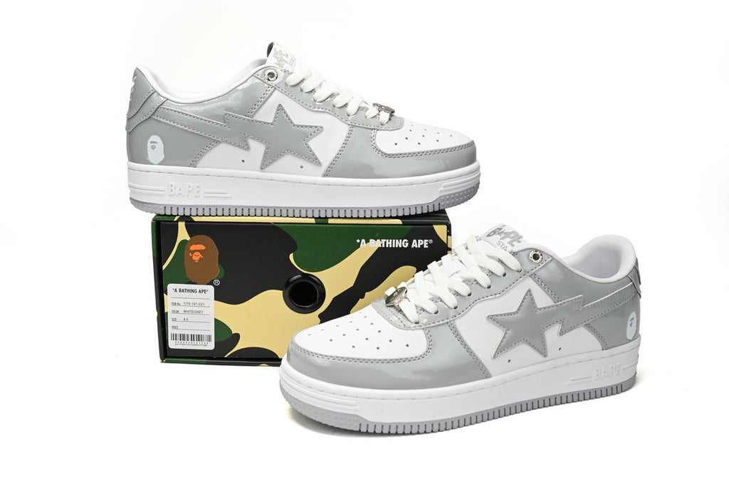 A BATHING APE BAPE STA Low White Grey Rao Noodles Sneakers