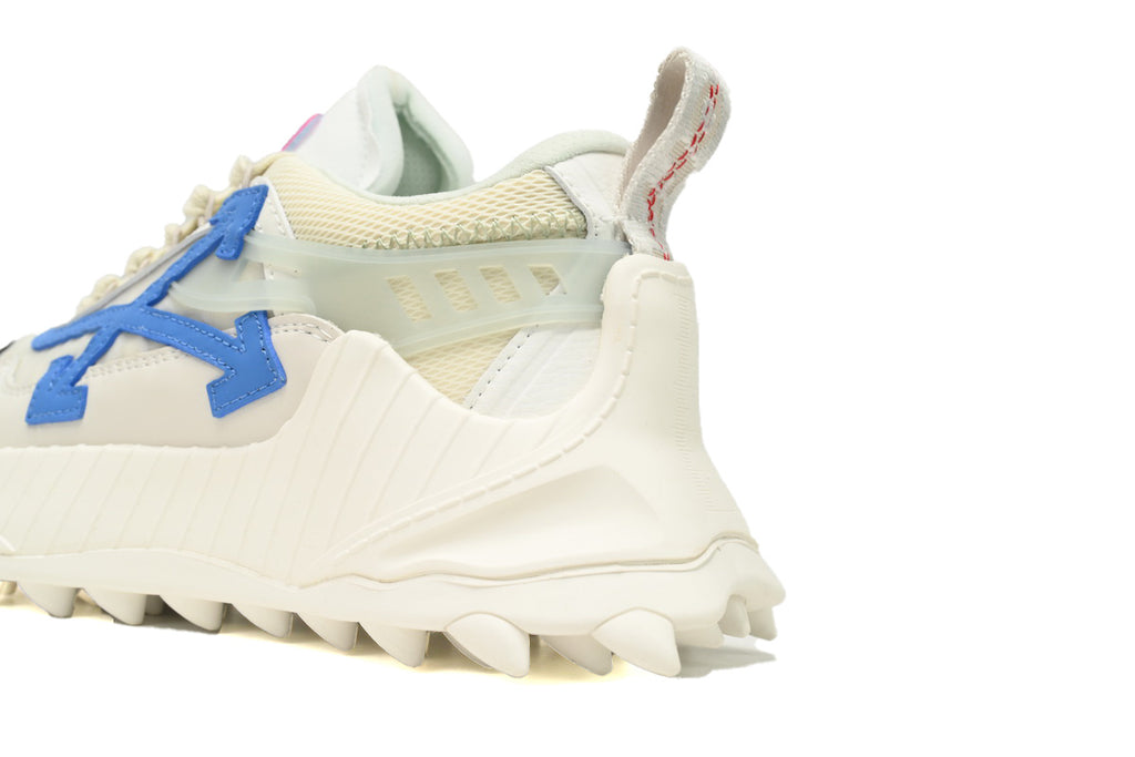 Off-White Ivory Blue Mixed-Material Low-Top Sneakers