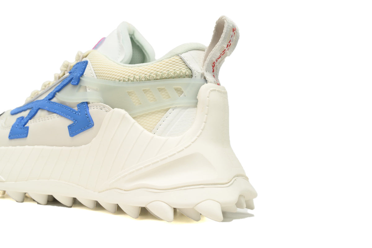 Off-White Ivory Blue Mixed-Material Low-Top Sneakers