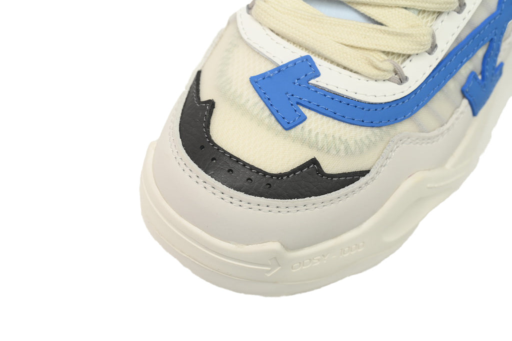 Off-White Ivory Blue Mixed-Material Low-Top Sneakers