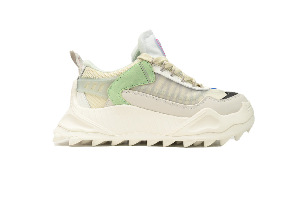 Off-White Ivory Blue Mixed-Material Low-Top Sneakers