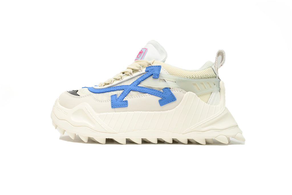 Off-White Ivory Blue Mixed-Material Low-Top Sneakers