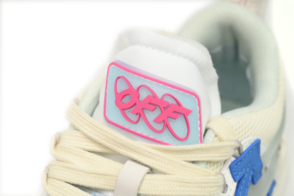 Off-White Ivory Blue Mixed-Material Low-Top Sneakers