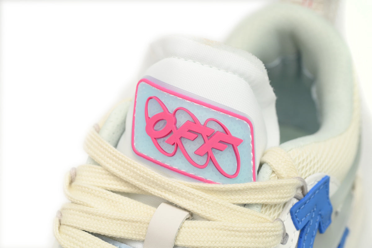 Off-White Ivory Blue Mixed-Material Low-Top Sneakers