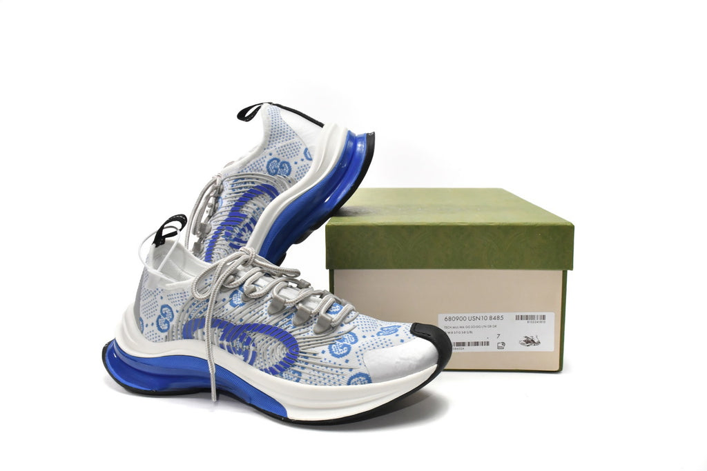 Gucci Run White Blue GG Knit Sneakers
