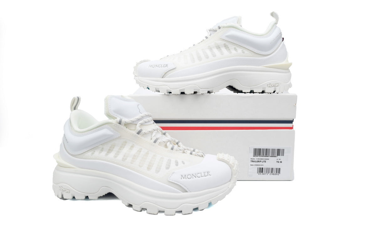 Moncler Trailgrip White Mesh Leather Sneakers