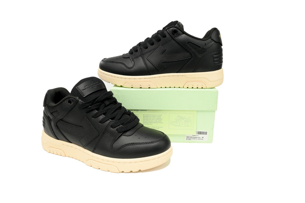 OFF-WHITE Out of Office Black Round-Toe Sneakers