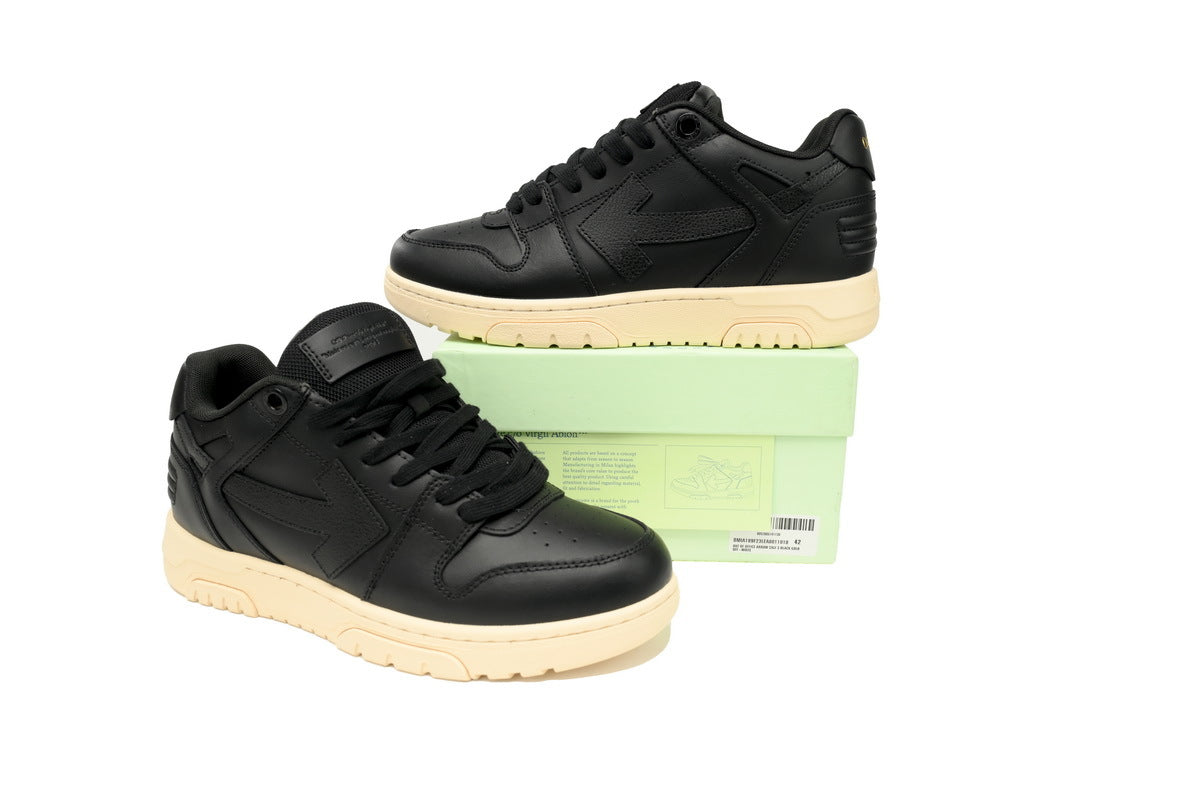 OFF-WHITE Out of Office Black Round-Toe Sneakers